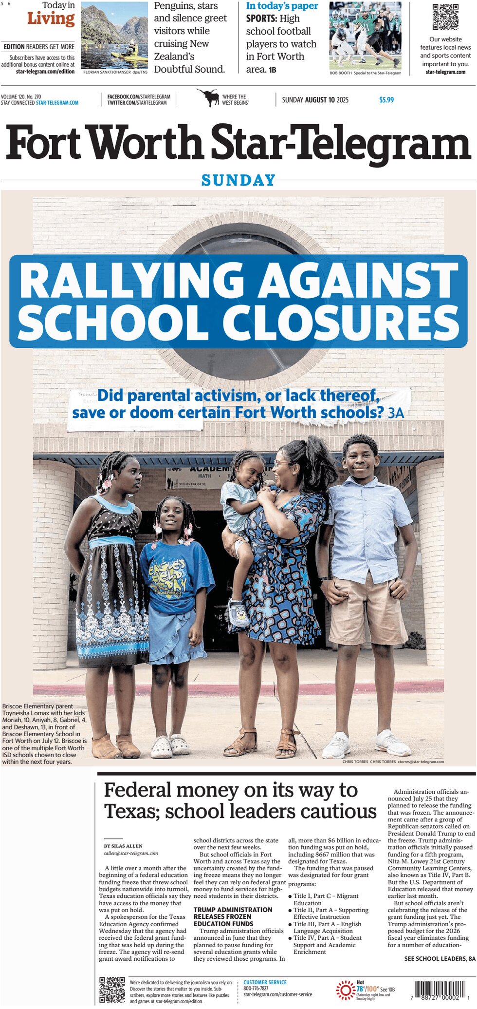 Fort Worth StarTelegram Today's Front Page, 10/08/2025