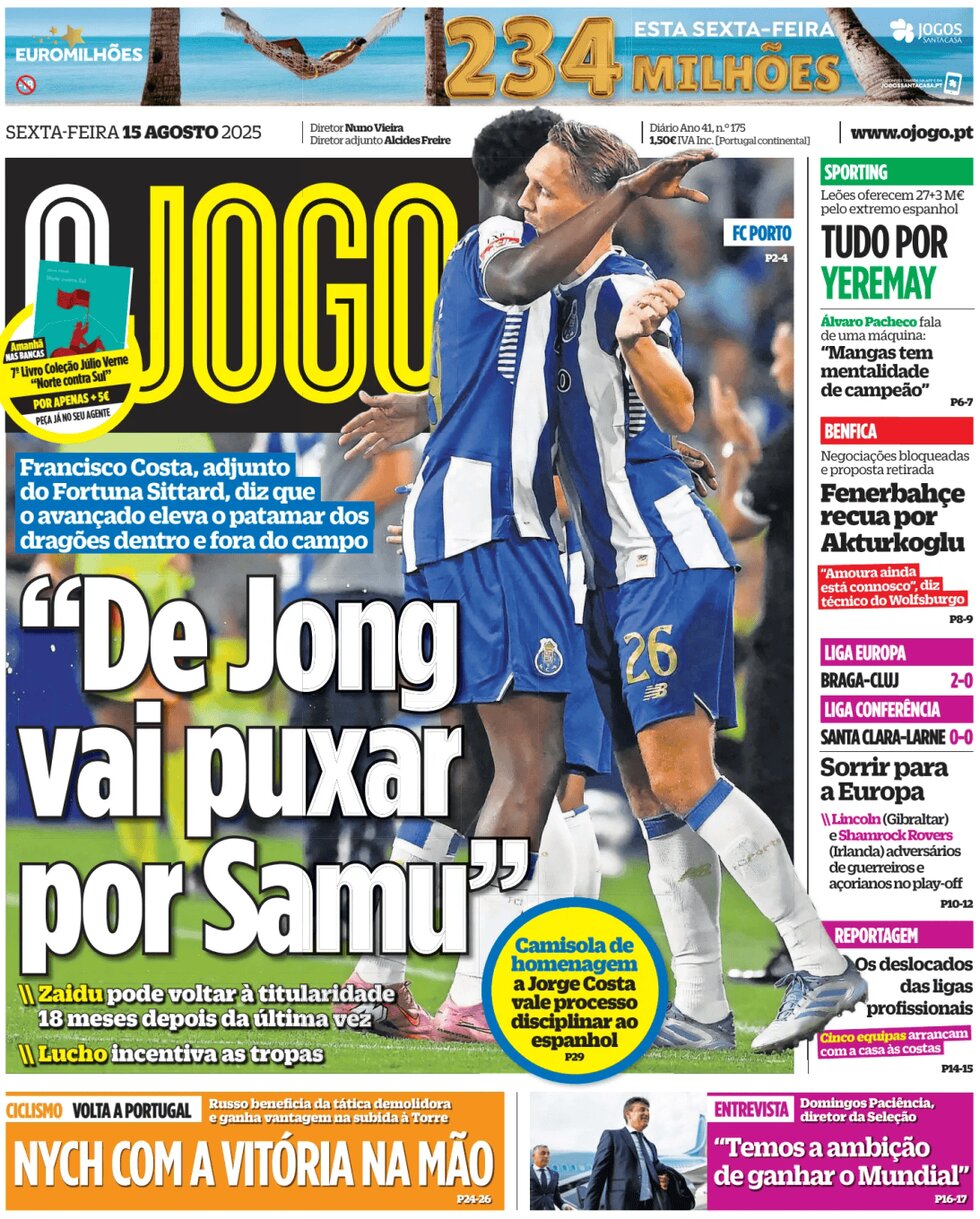 O Jogo - Front Page - 08/15/2025