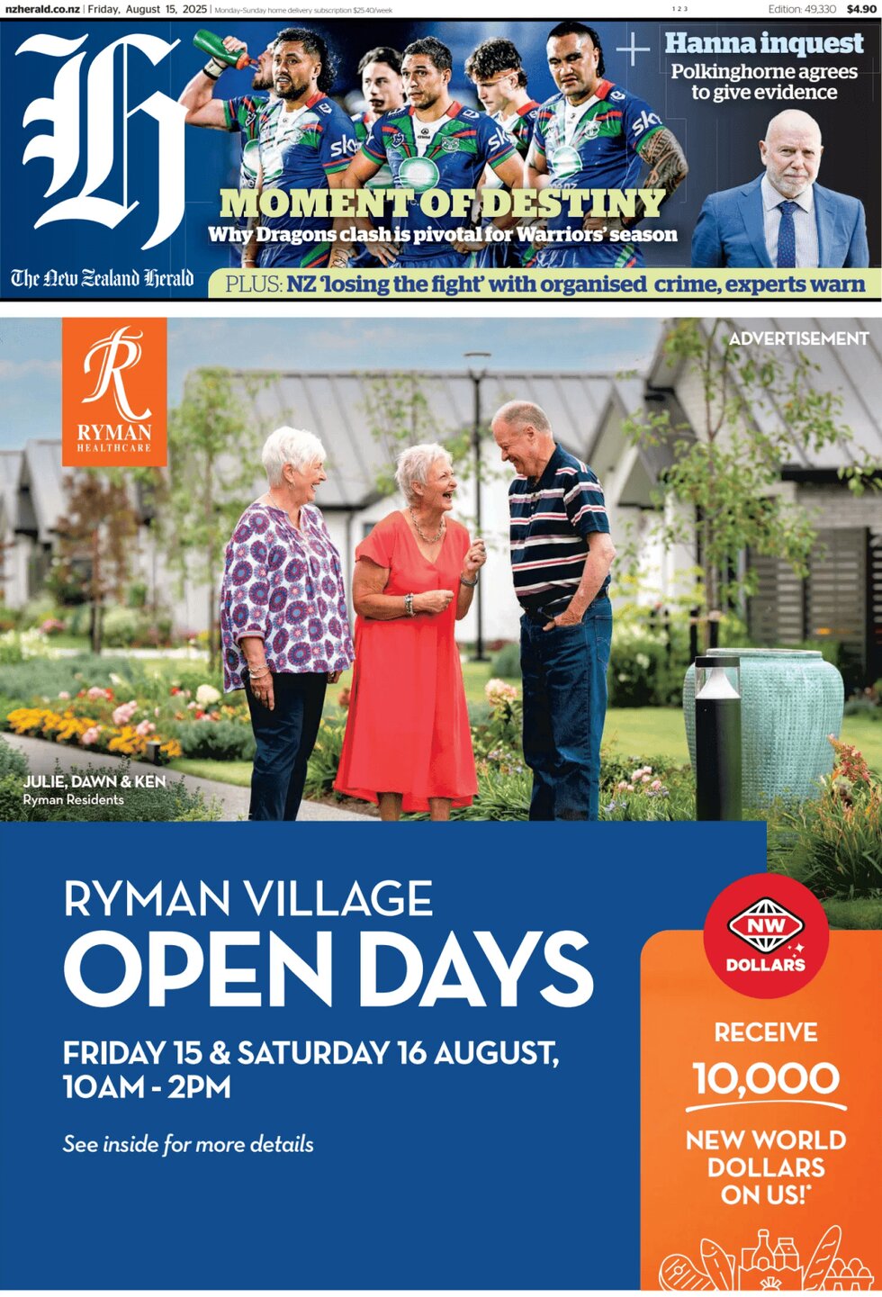 The New Zealand Herald - Front Page - 08/15/2025