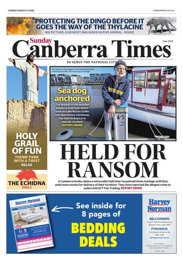 The Canberra Times - Front Page - 08/17/2025