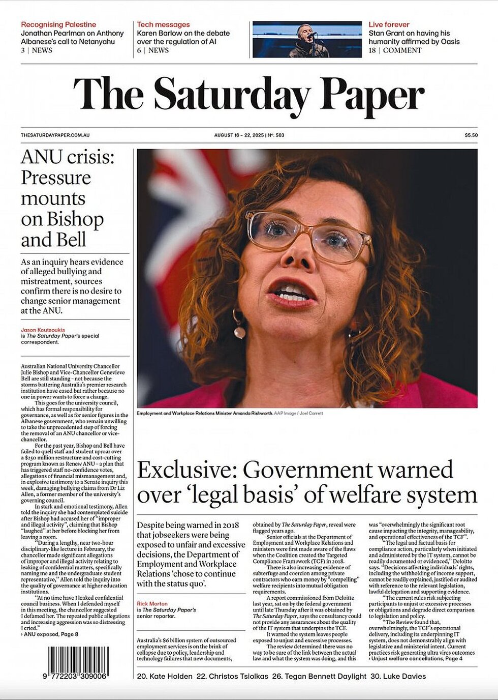 The Saturday Paper - Cover - 08/16/2025