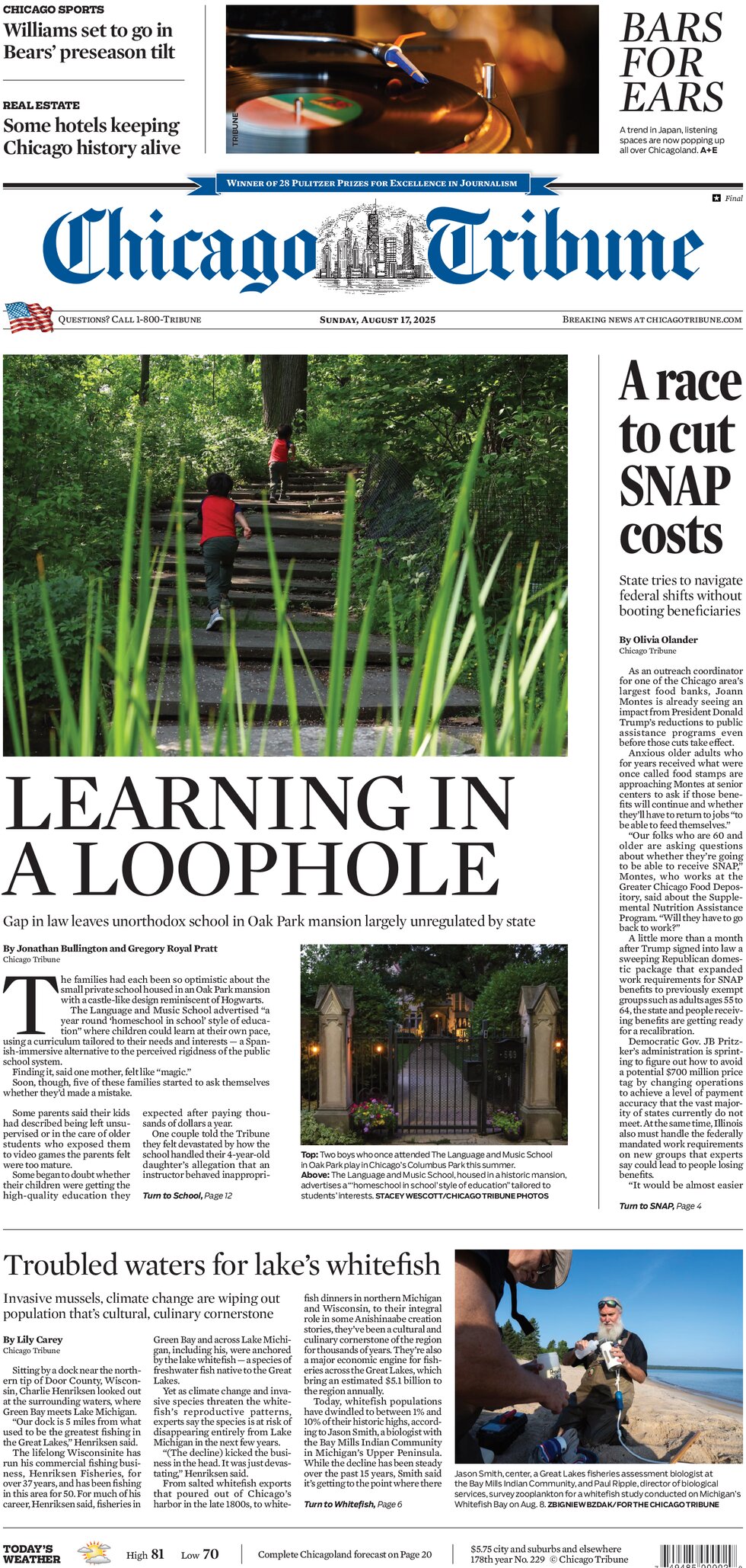 Chicago Tribune - Cover - 08/17/2025