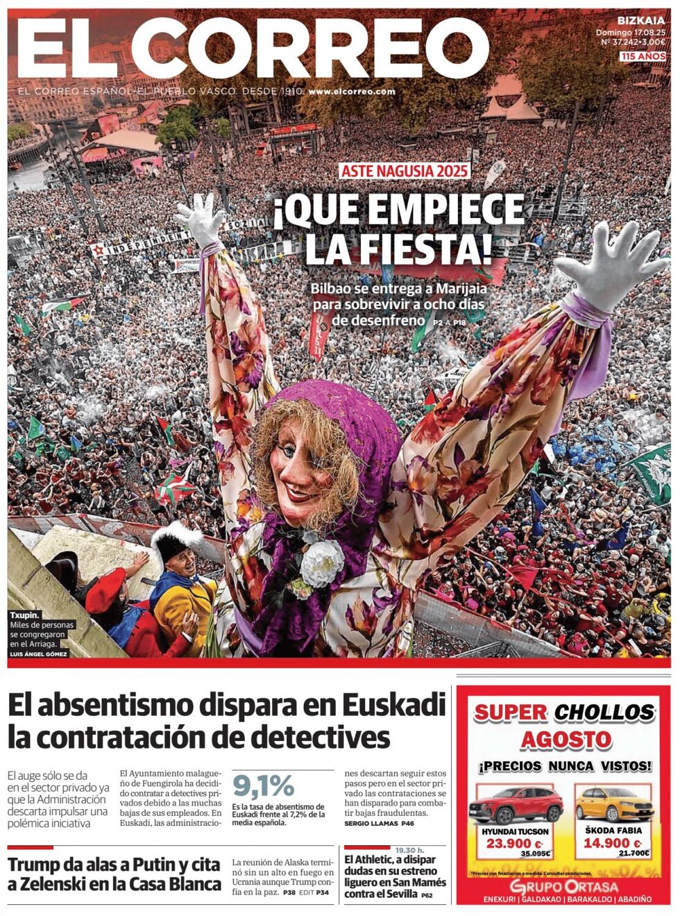 El Correo - Front Page - 08/17/2025