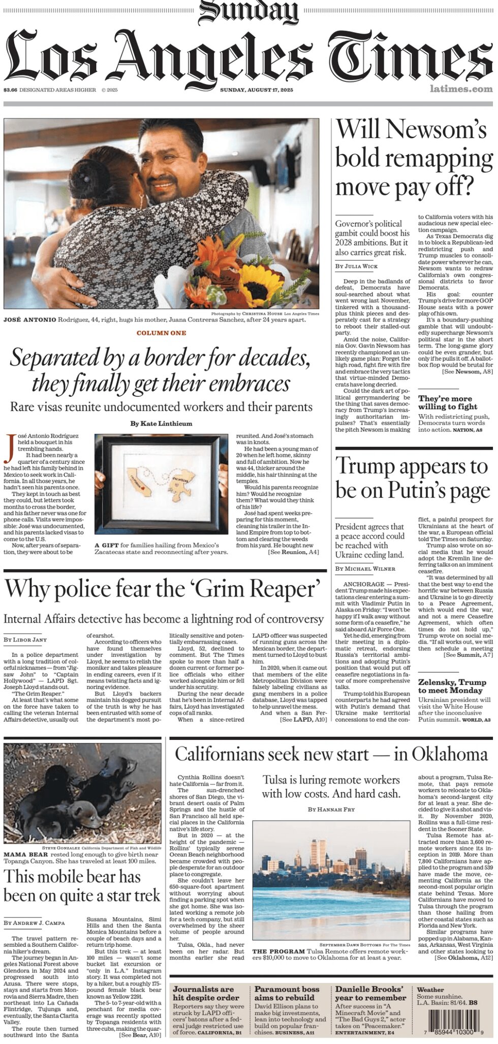 Los Angeles Times - Cover - 08/17/2025
