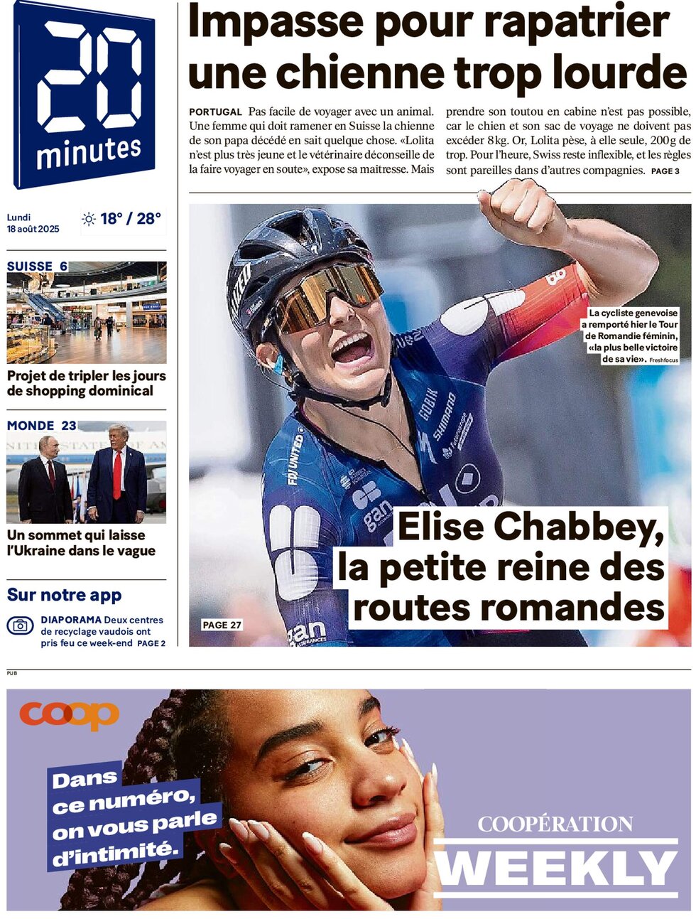 20 Minutes - Front Page - 08/18/2025