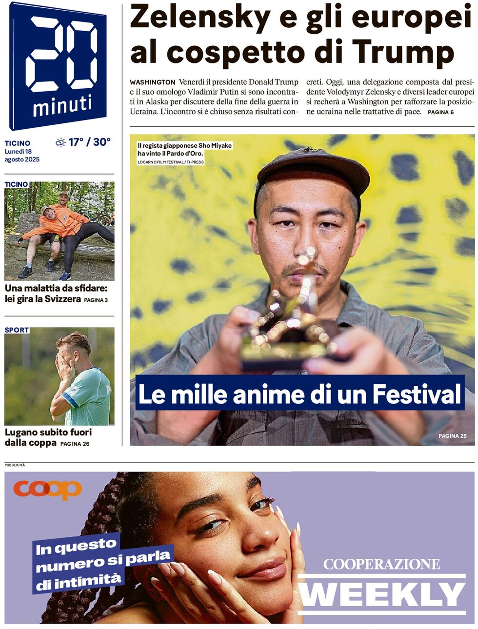 20 Minuti - Front Page - 08/18/2025