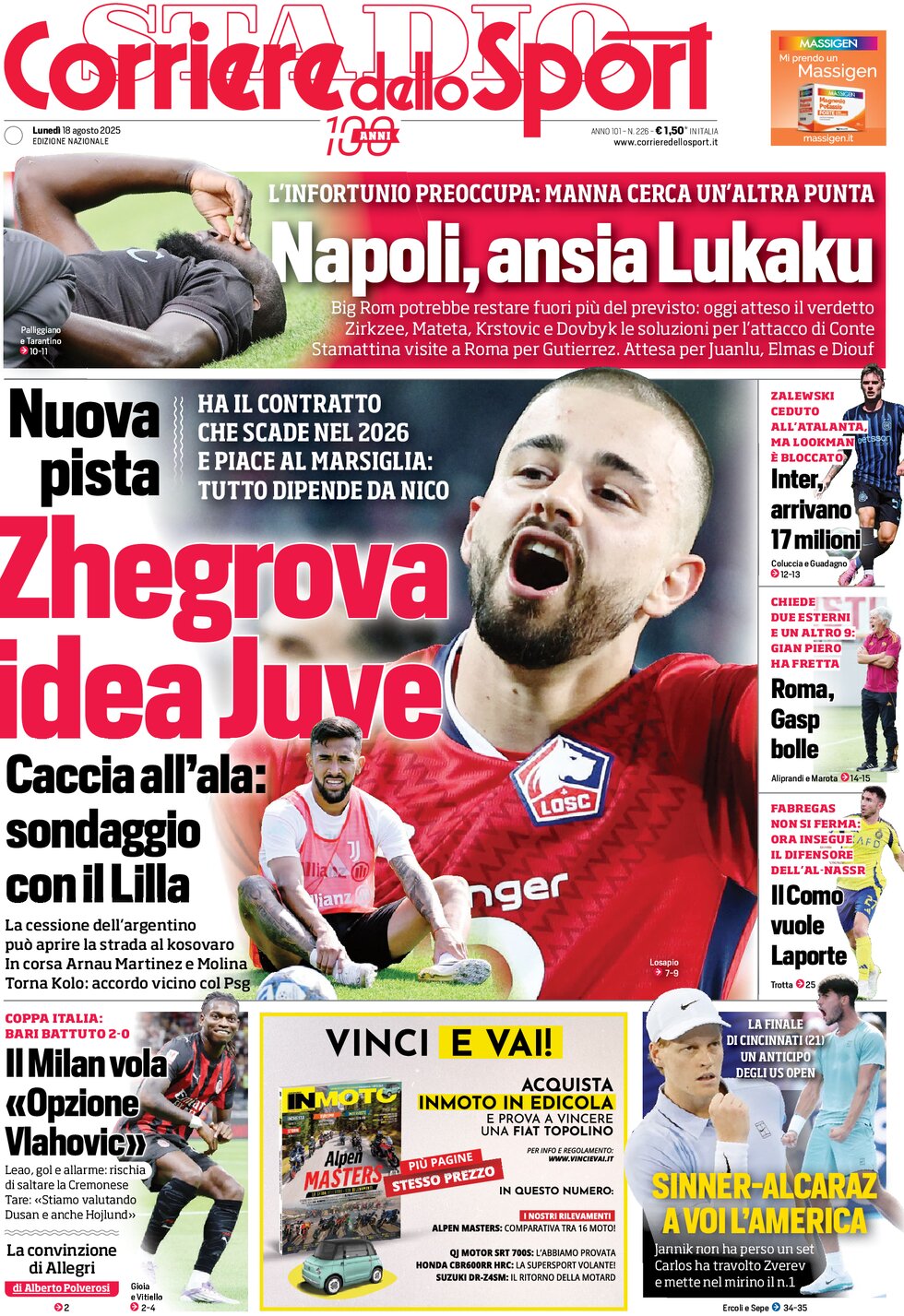 Corriere dello Sport - Front Page - 08/18/2025
