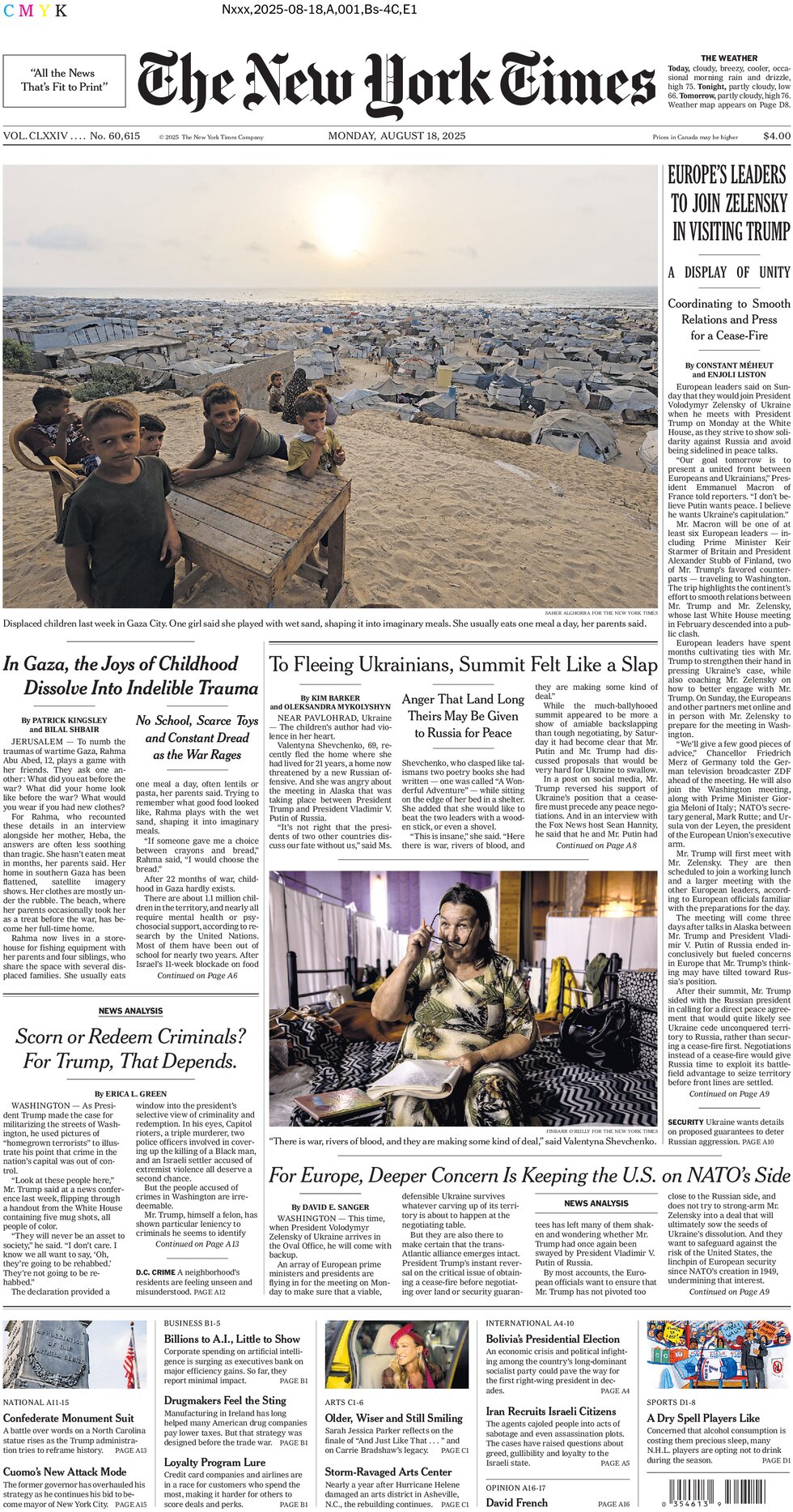The New York Times - Cover - 08/18/2025
