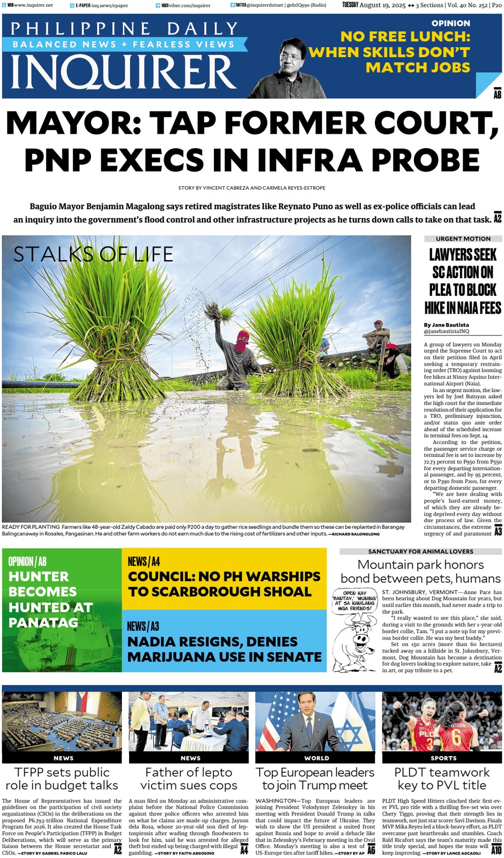 Philippine Daily Inquirer - Front Page - 08/19/2025