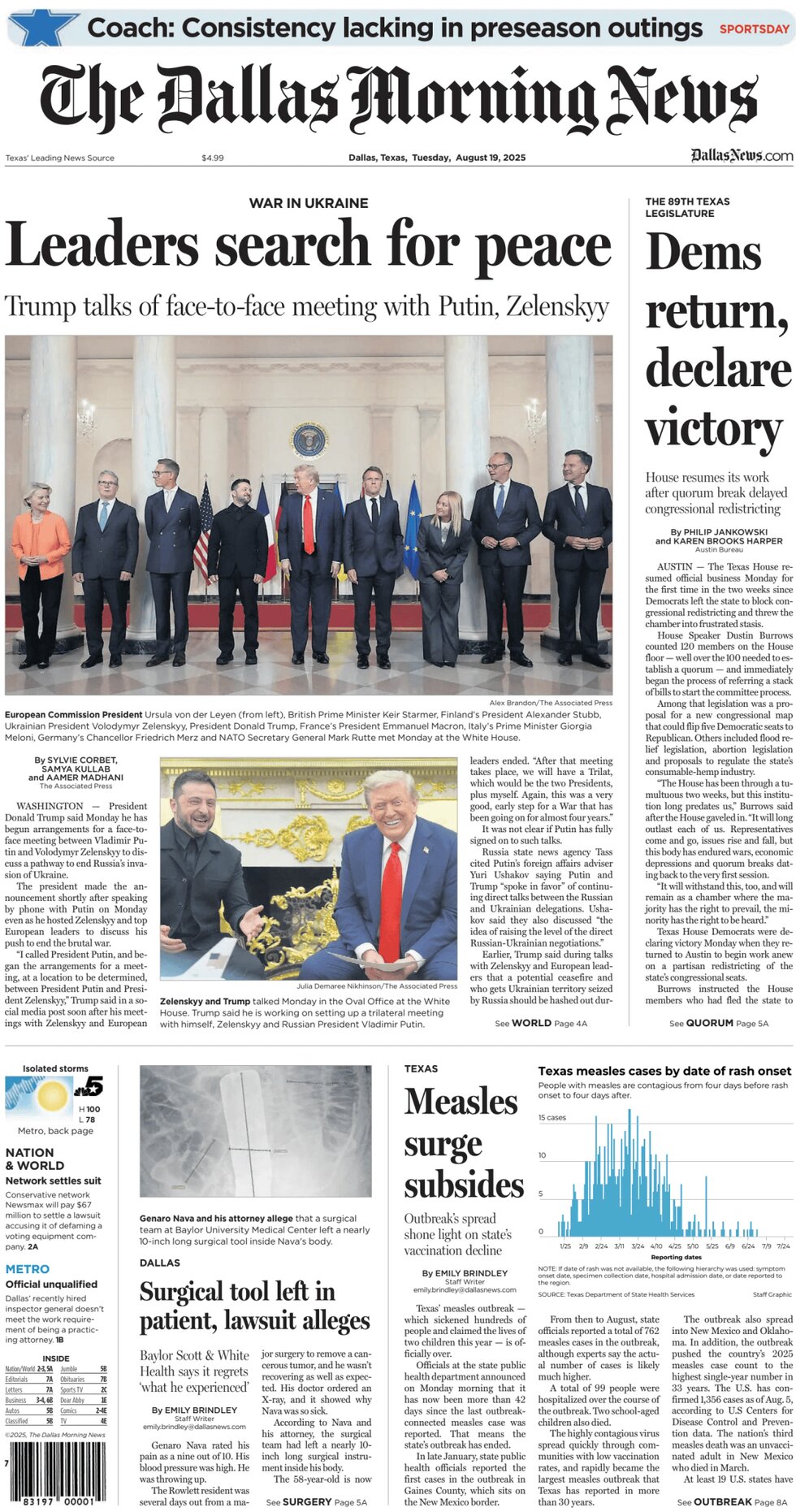 The Dallas Morning News - Cover - 08/19/2025