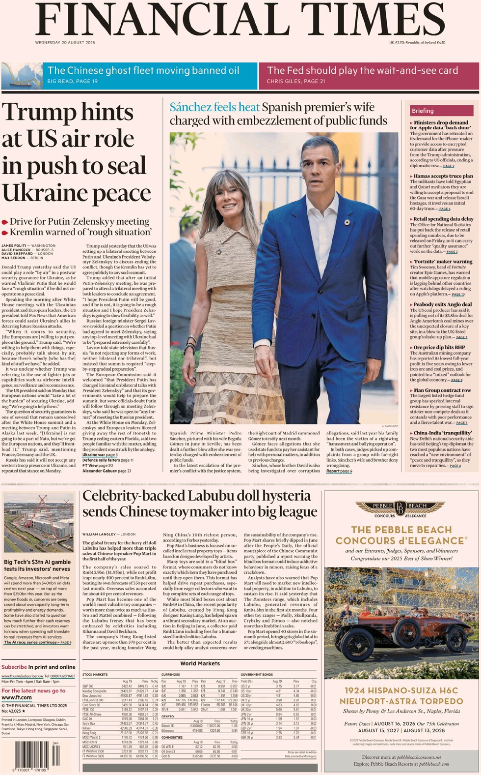 Financial Times - Front Page - 08/20/2025