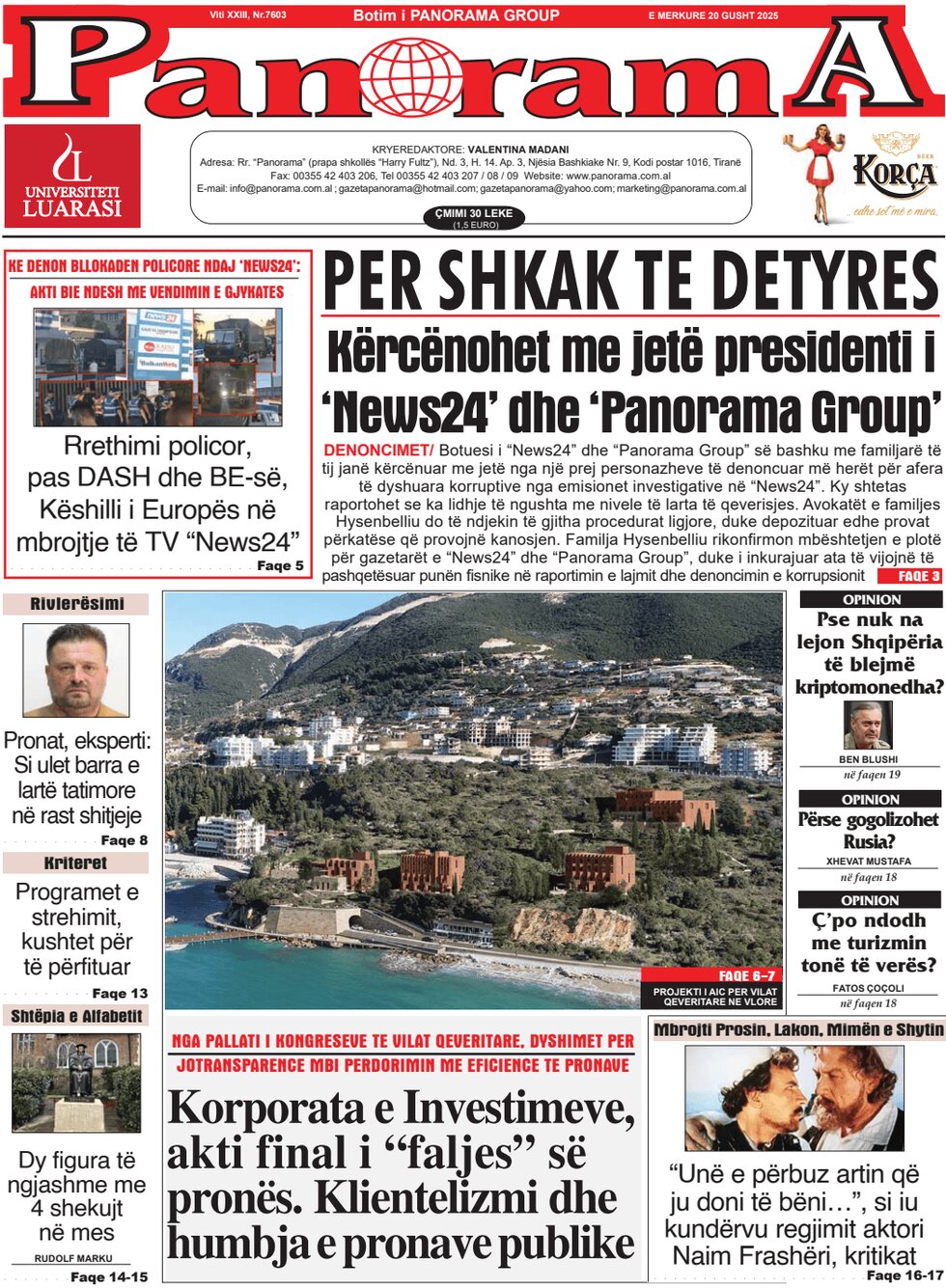 Gazeta Panorama - Front Page - 08/20/2025