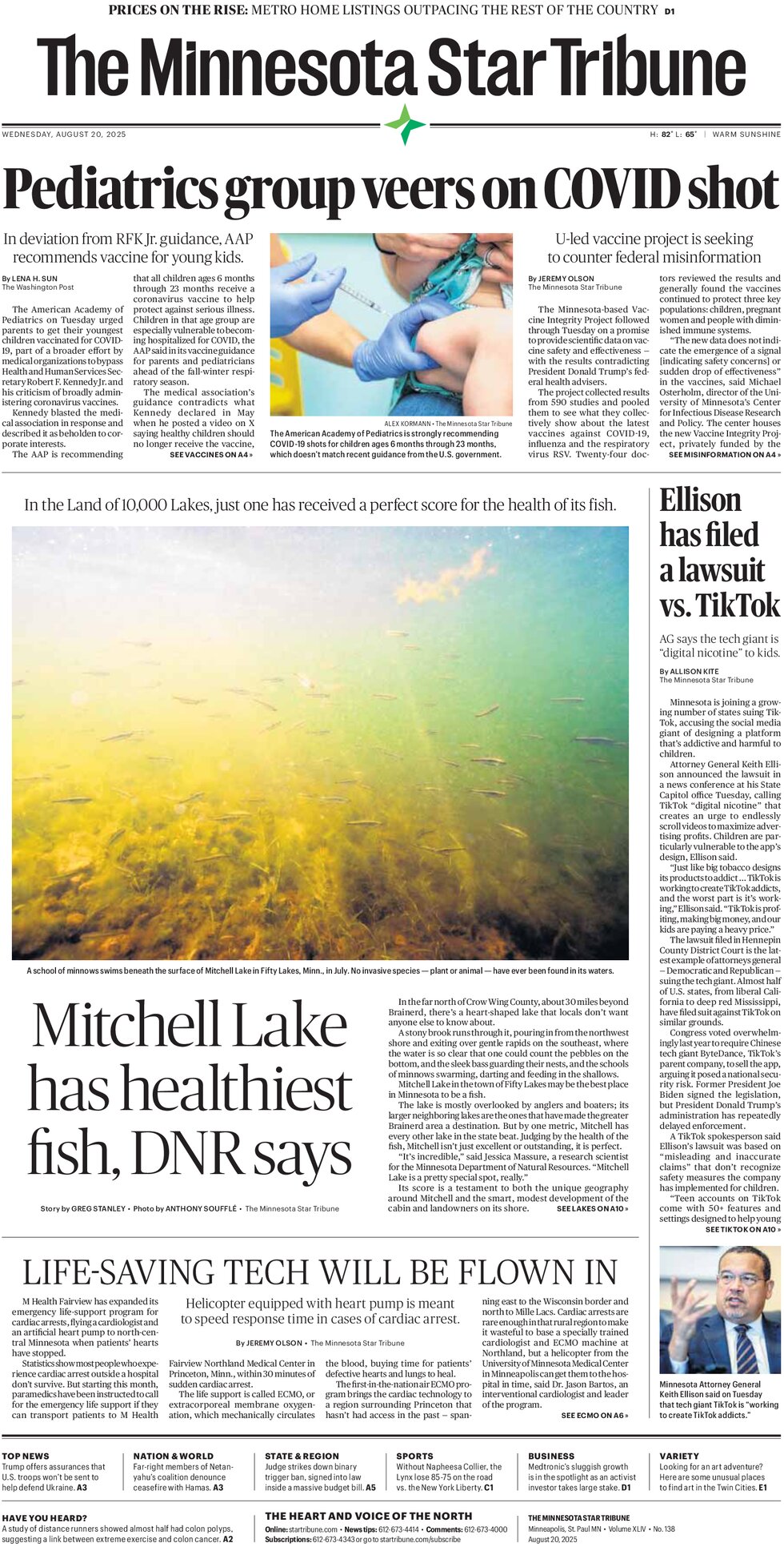 The Minnesota Star Tribune - Cover - 08/20/2025