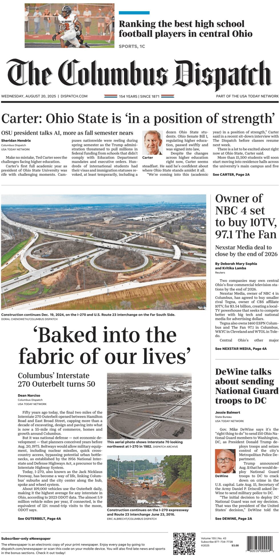 The Columbus Dispatch - Cover - 08/20/2025