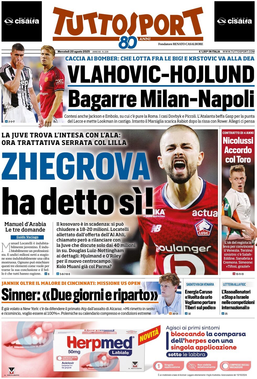 Tuttosport - Front Page - 08/20/2025