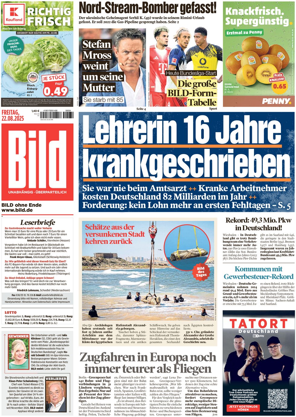 Bild - Today's Front Page, 22/08/2025