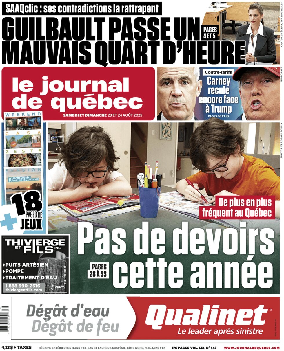Le Journal de Québec - Front Page - 08/23/2025