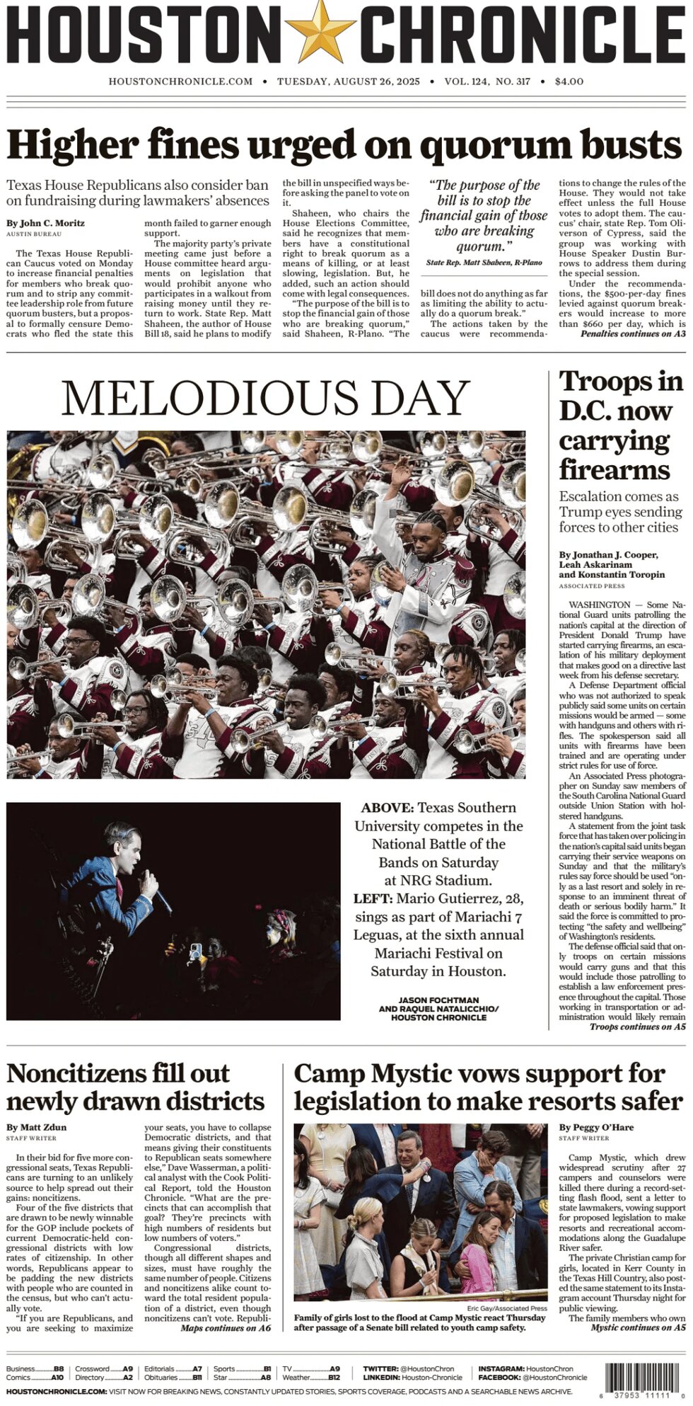 Houston Chronicle - Cover - 08/26/2025