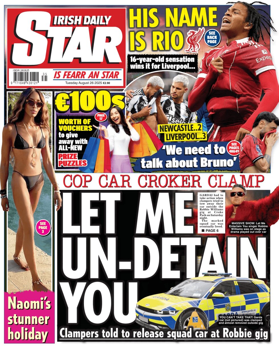 Irish Daily Star - Front Page - 08/26/2025