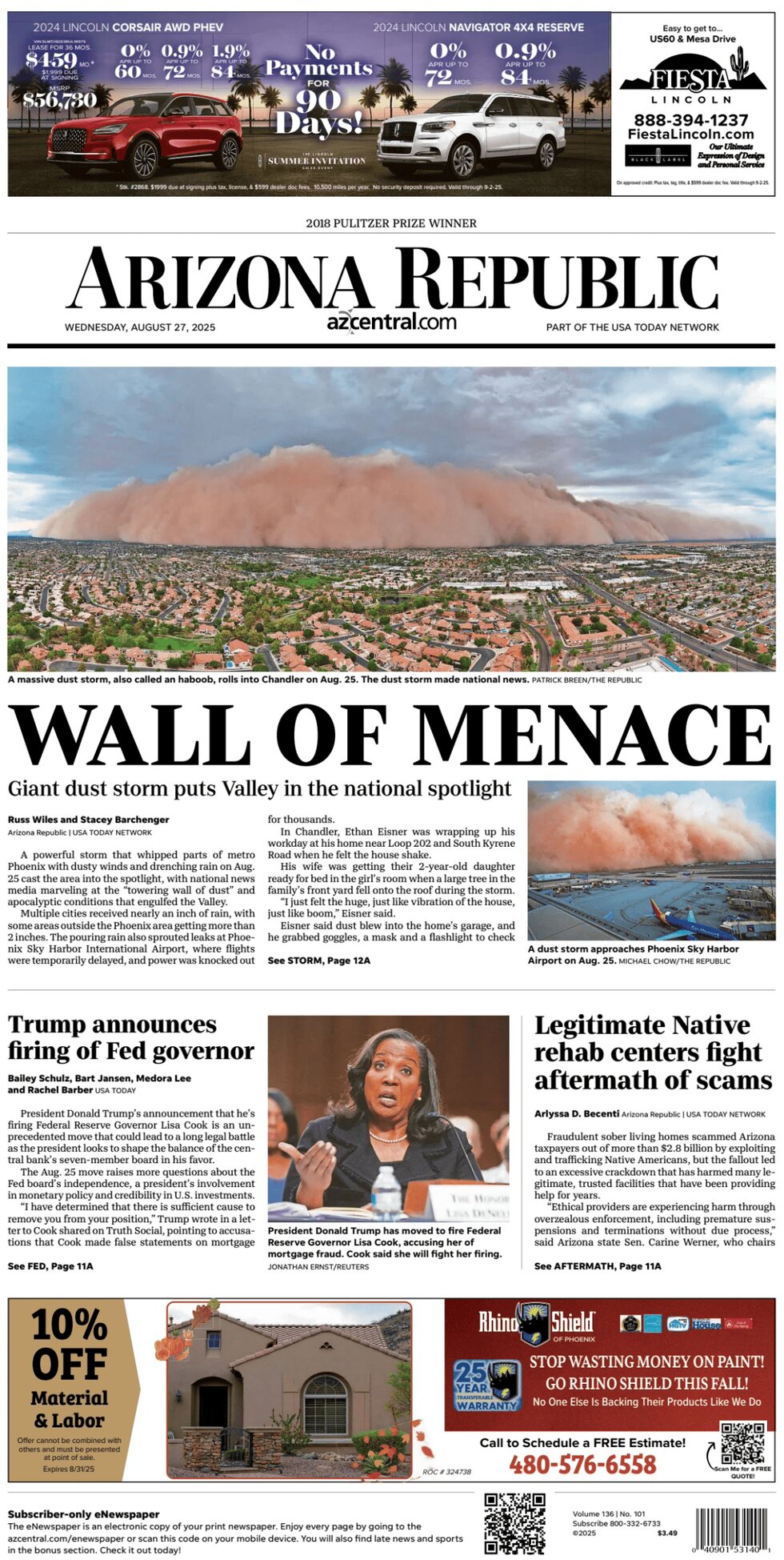 The Arizona Republic - Cover - 08/27/2025