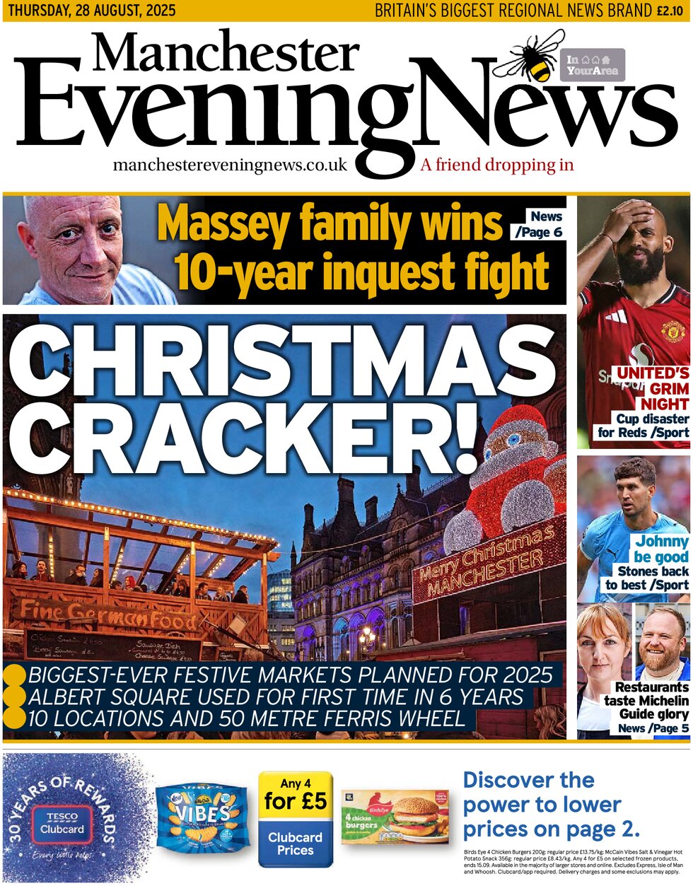 Manchester Evening News - Front Page - 08/28/2025