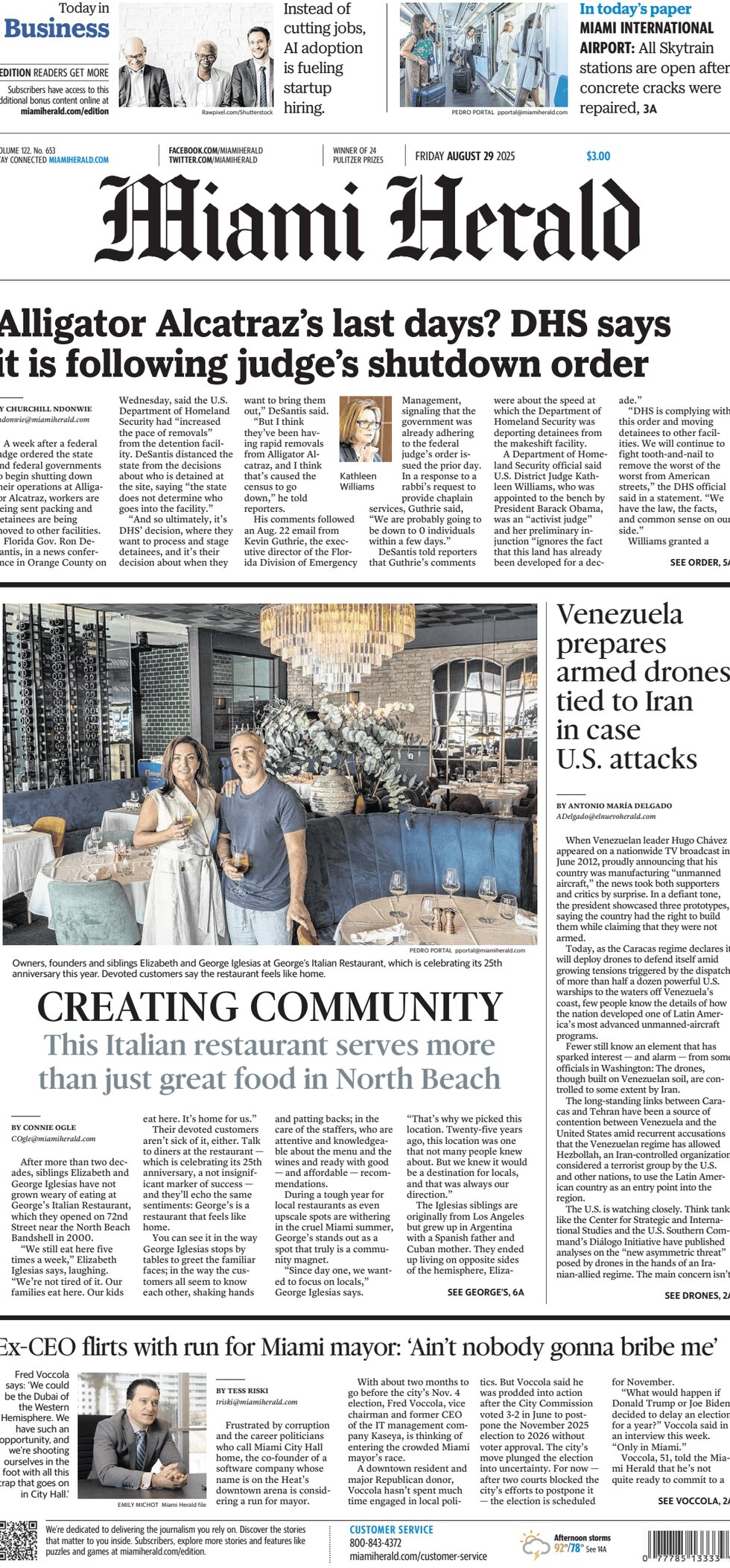 Miami Herald - Cover - 08/29/2025