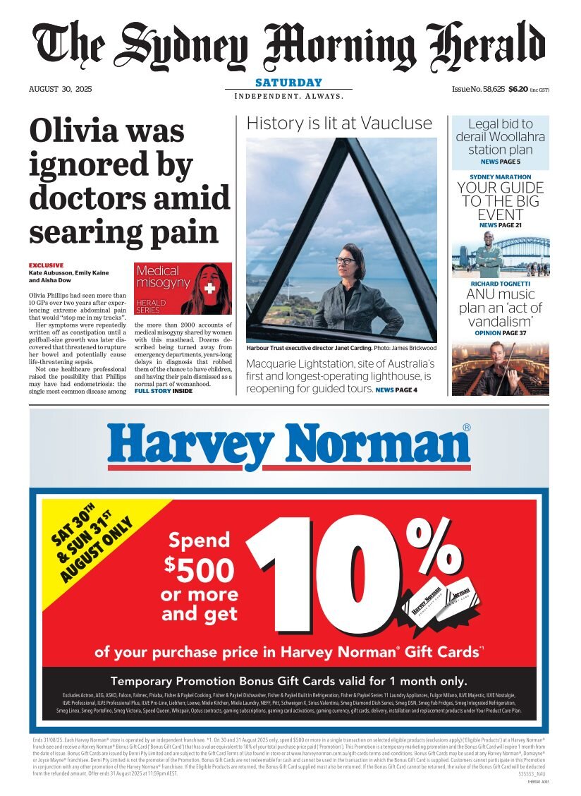 The Sydney Morning Herald - Front Page - 08/30/2025