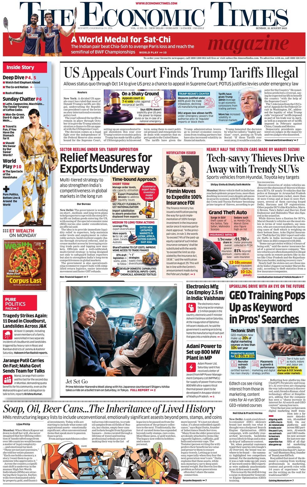 The Economic Times - Front Page - 08/31/2025
