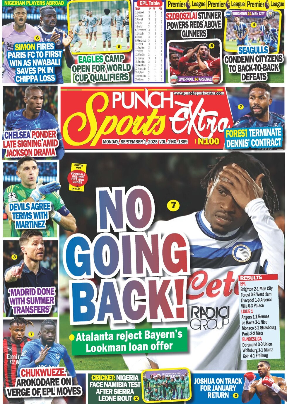Punch Sports Extra - Front Page - 09/01/2025