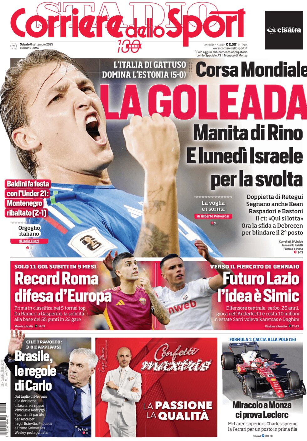 Corriere dello Sport (Roma) - Front Page - 09/06/2025