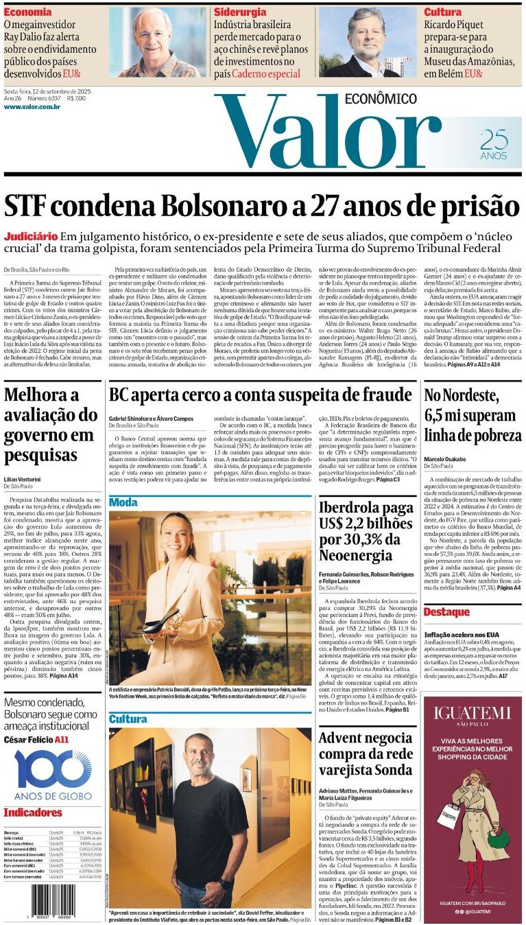 Valor Econômico - Front Page - 09/12/2025