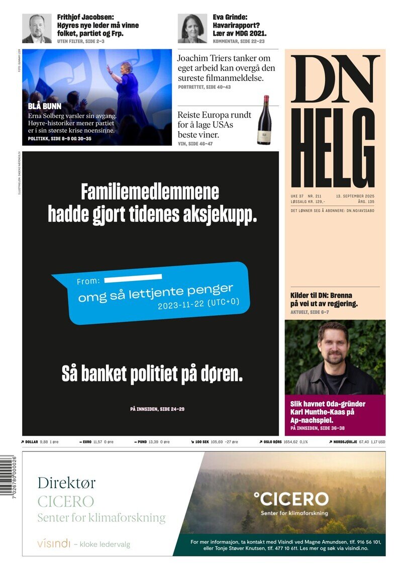 Dagens Næringsliv (DN) - Front Page - 09/13/2025