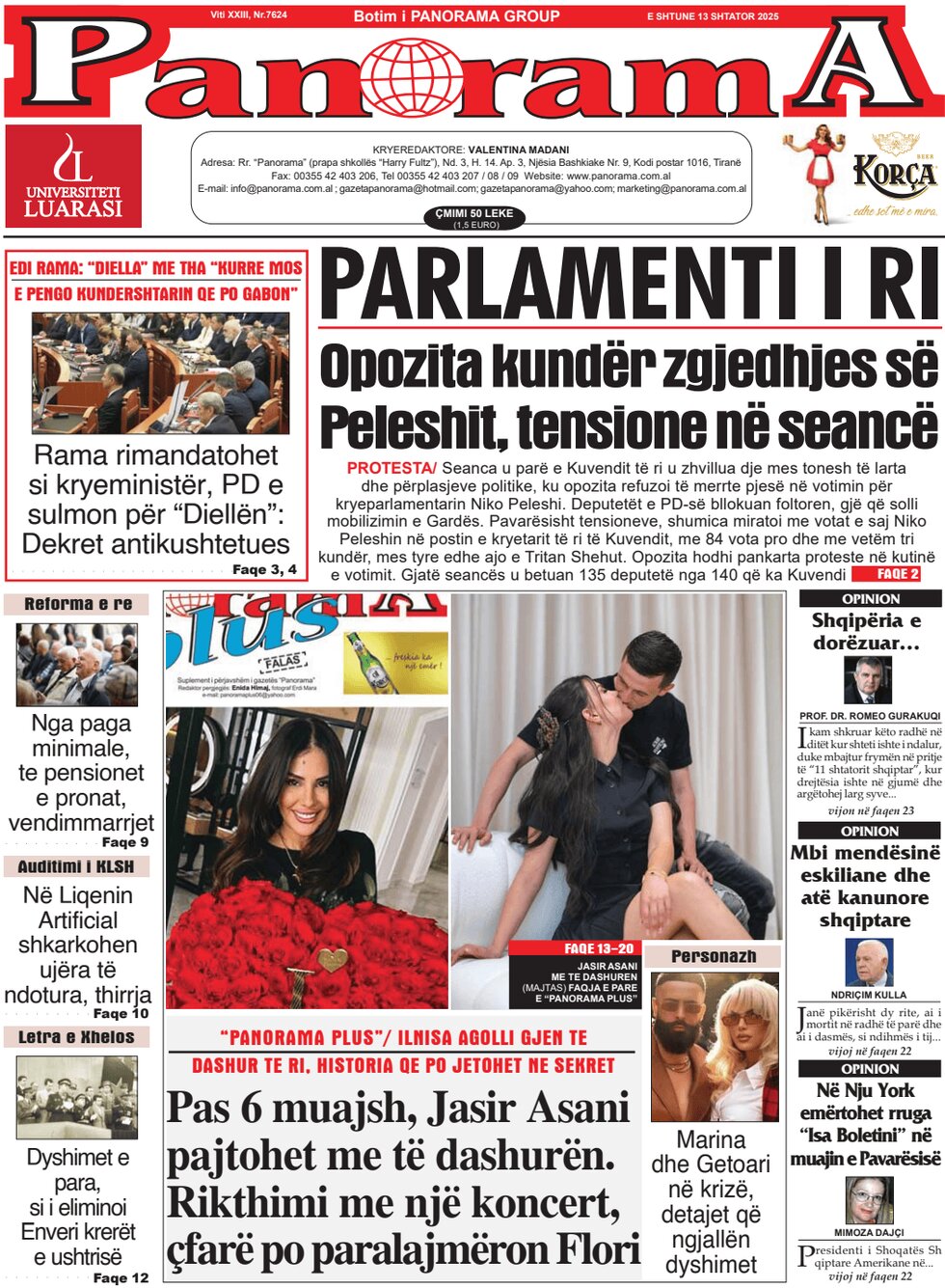 Gazeta Panorama - Front Page - 09/13/2025