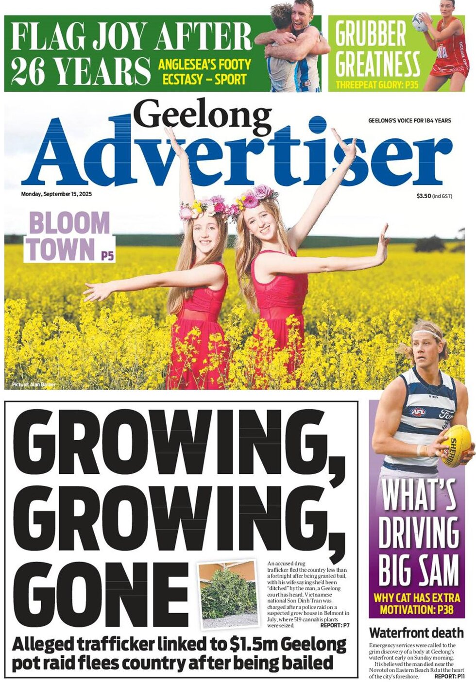 Geelong Advertiser - Front Page - 09/15/2025
