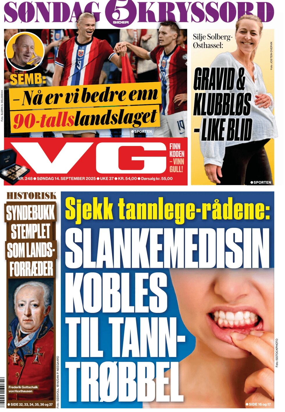 Verdens Gang (VG) - Front Page - 09/14/2025