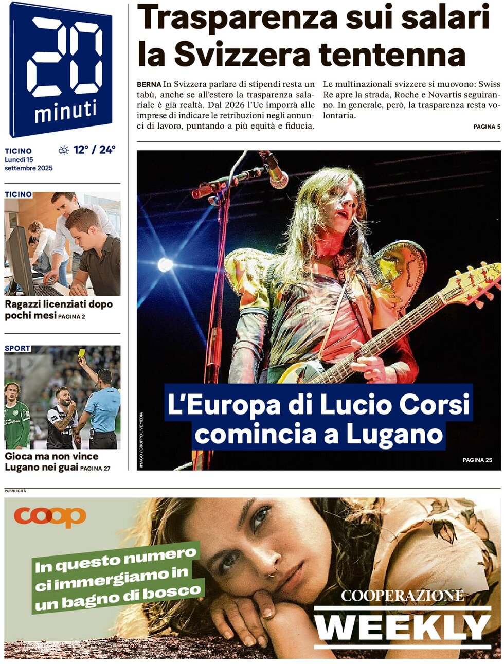 20 Minuti - Front Page - 09/15/2025
