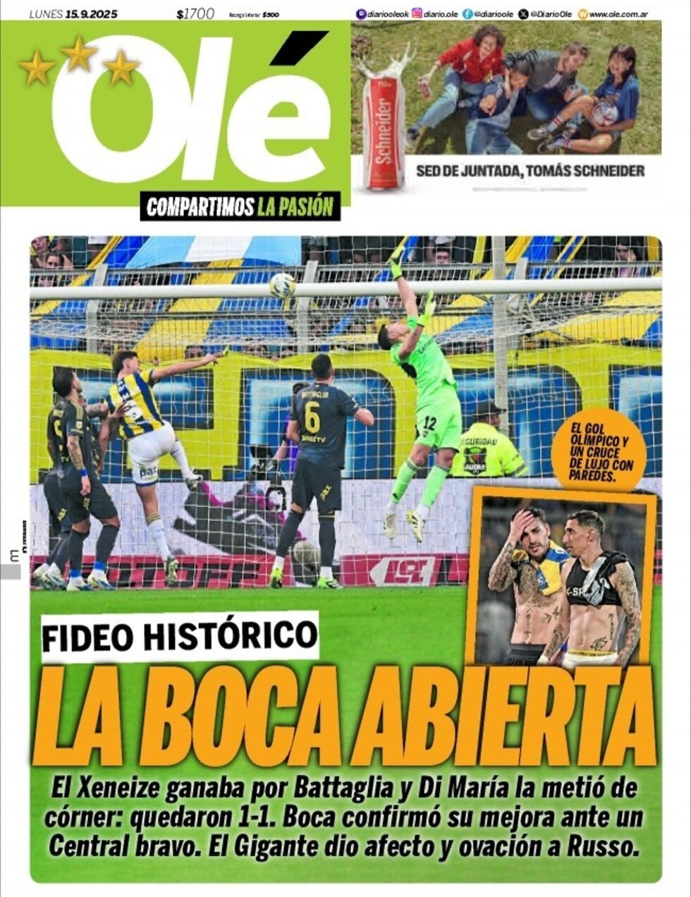 Olé - Front Page - 09/15/2025