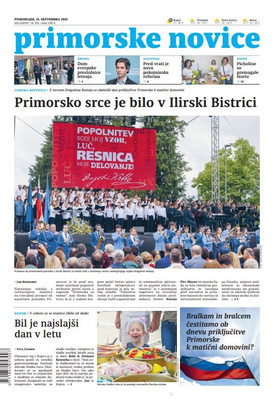 Primorske Novice - Front Page - 09/15/2025