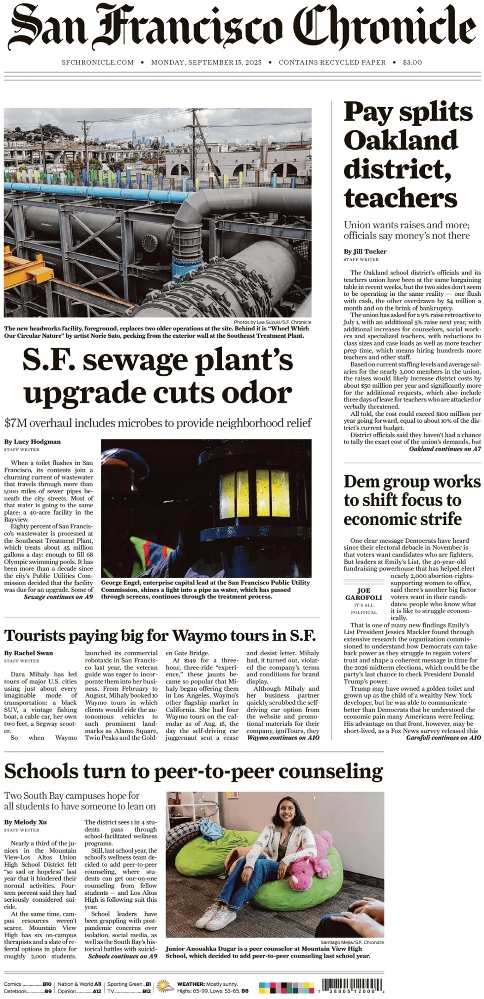 San Francisco Chronicle - Cover - 09/15/2025