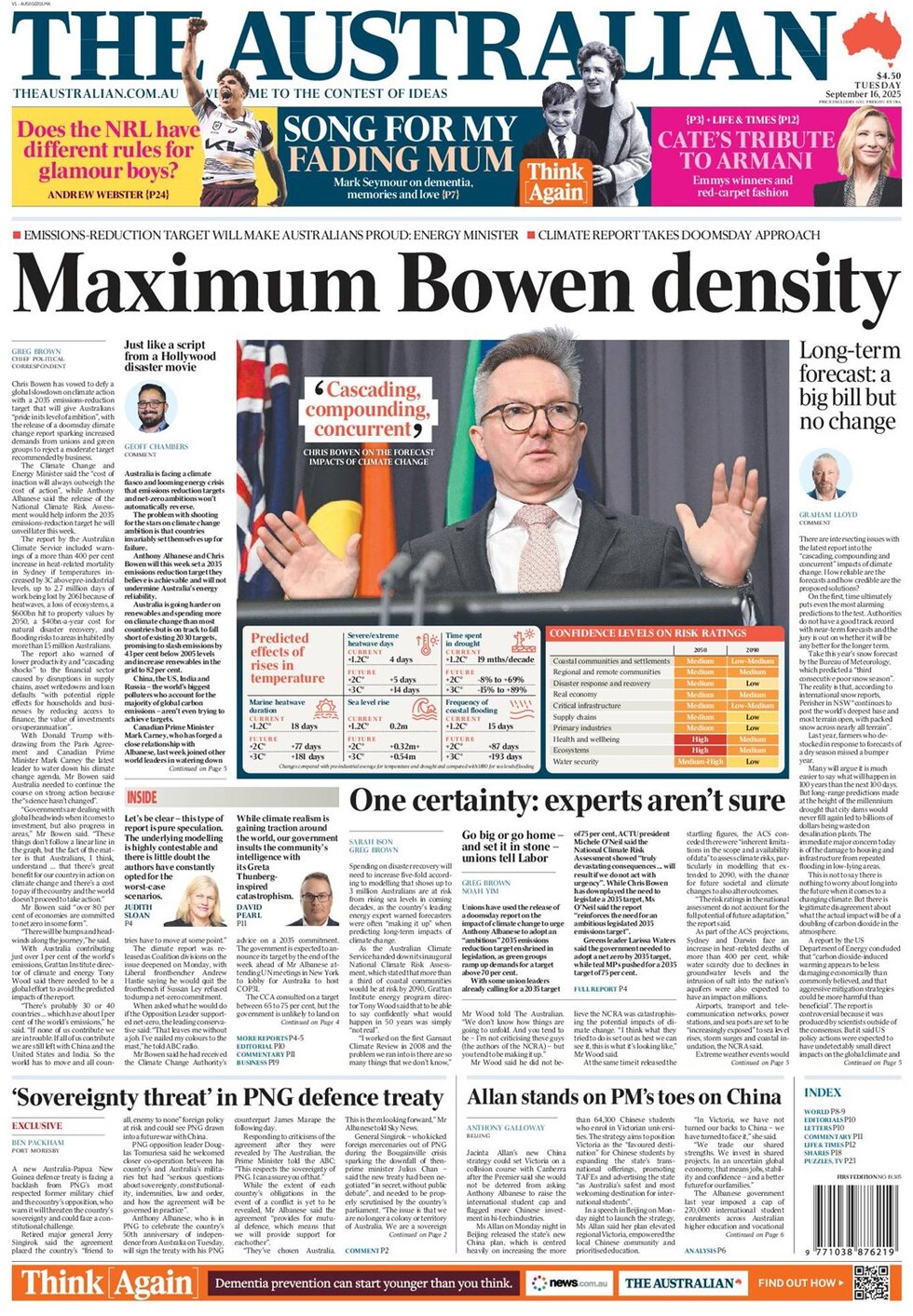 The Australian - Front Page - 09/16/2025