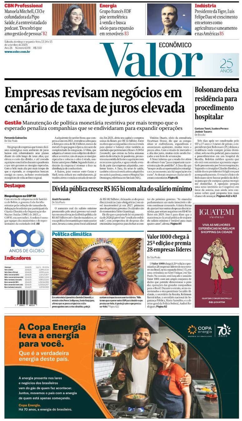 Valor Econômico - Front Page - 09/15/2025