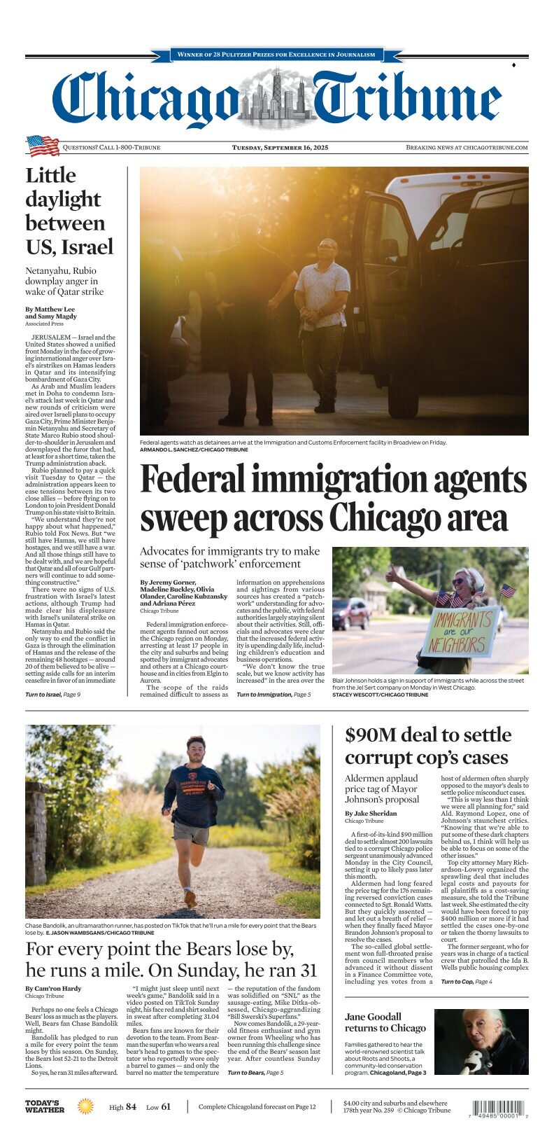 Chicago Tribune - Cover - 09/16/2025