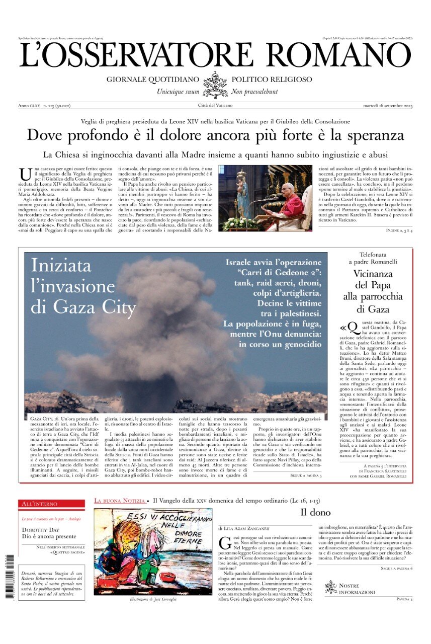 L'Osservatore Romano - Front Page - 09/16/2025