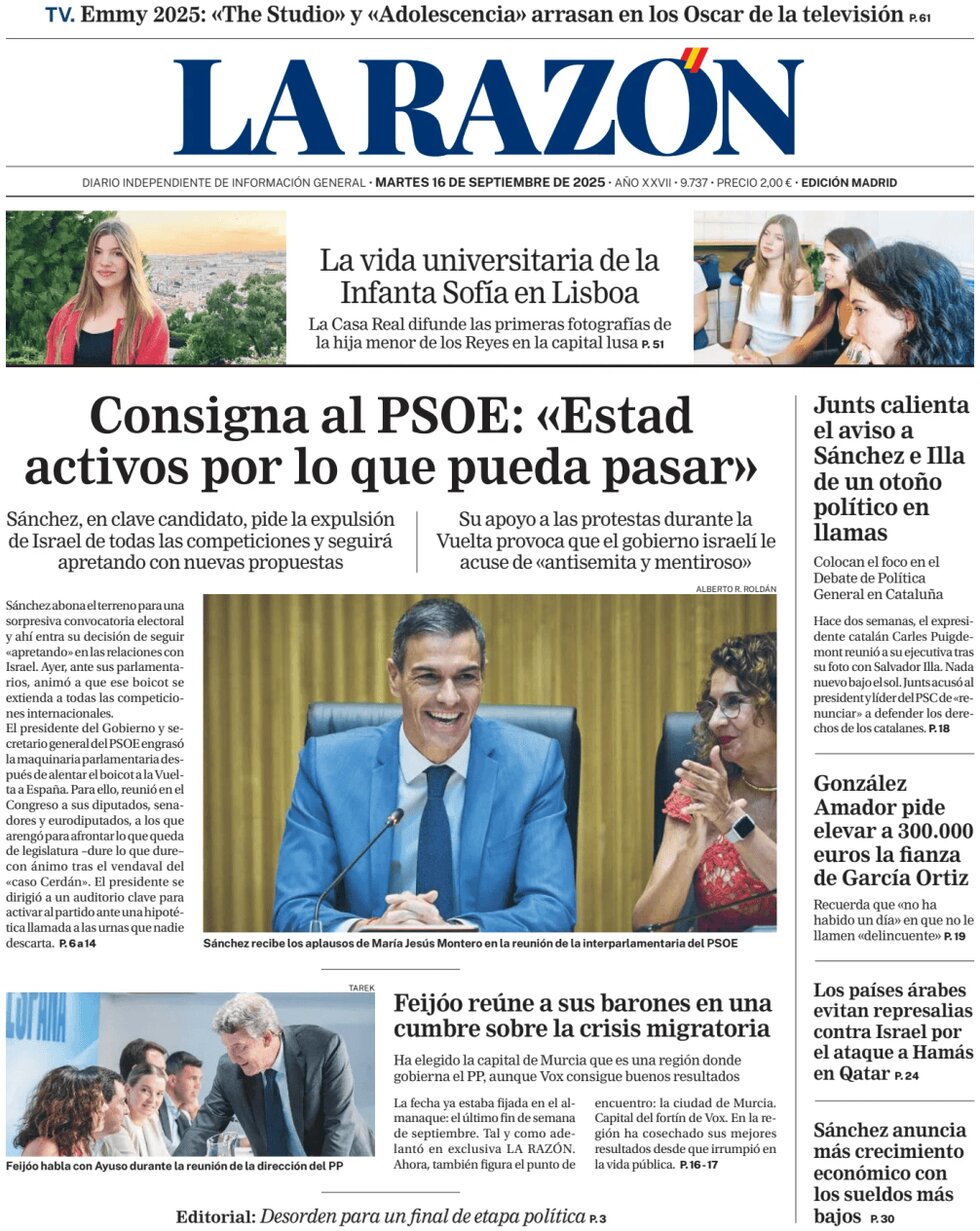 La Razón - Front Page - 09/16/2025