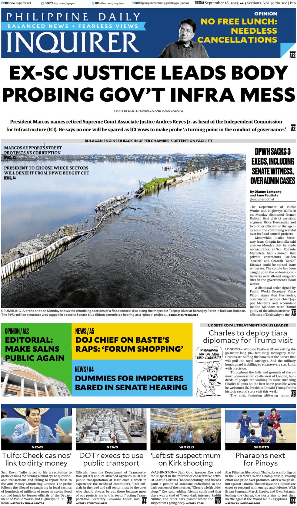 Philippine Daily Inquirer - Front Page - 09/16/2025