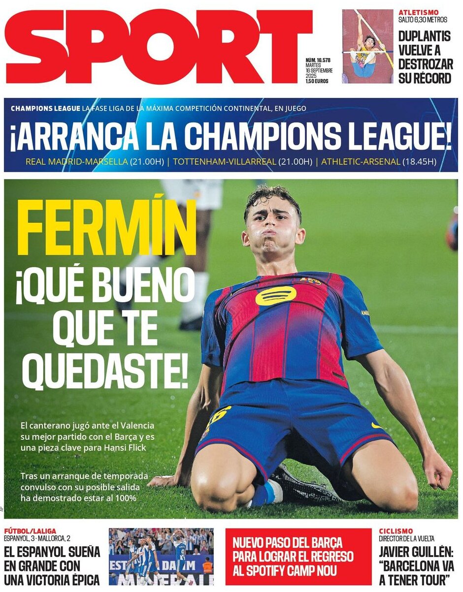 SPORT (Barcelona) - Front Page - 09/16/2025