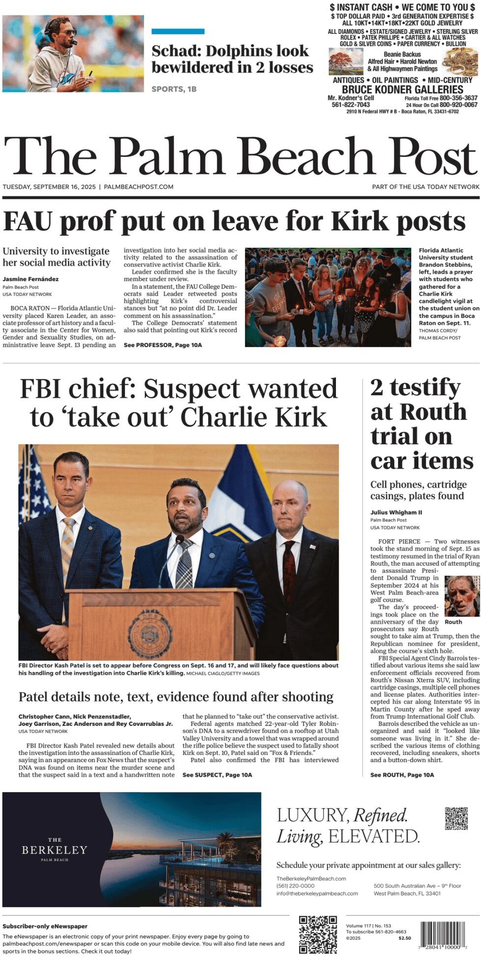 The Palm Beach Post - Cover - 09/16/2025
