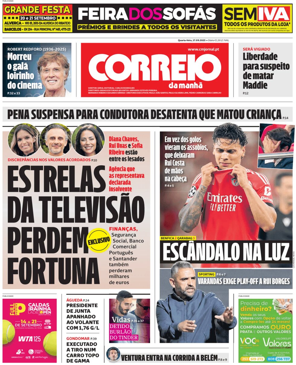 Correio da Manhã - Front Page - 09/17/2025