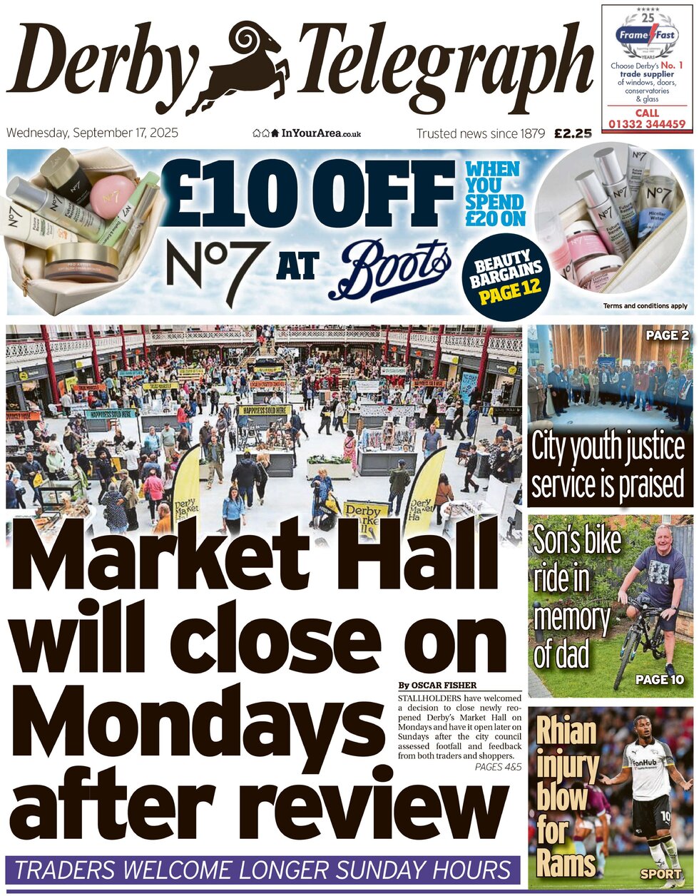 Derby Telegraph - Front Page - 09/17/2025