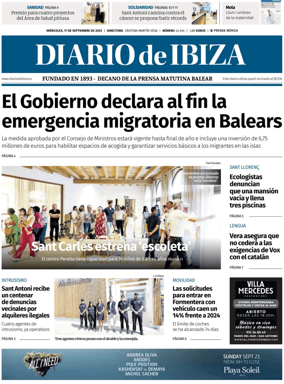 Diario de Ibiza - Front Page - 09/17/2025